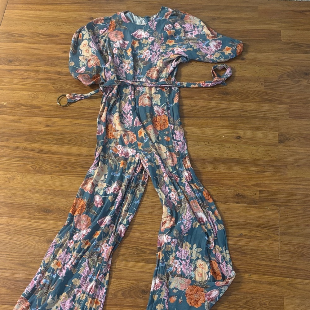Anthropologie Floral Jumpsuit with Belt